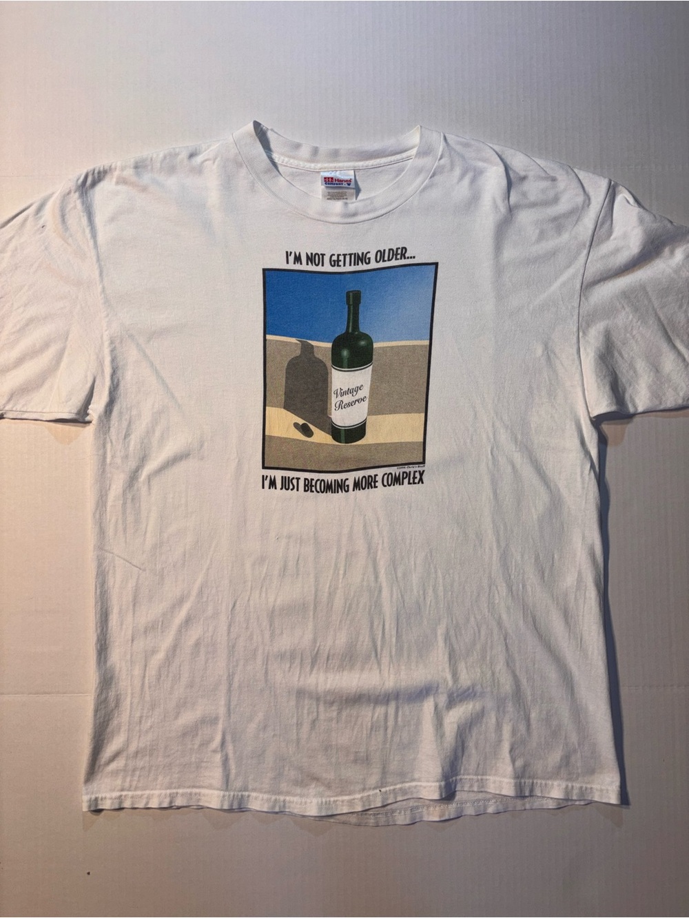 Vtg Hanes Wine Alcohol Lover 90’s Joke Novelty Humor White Graphic T-shirt Sz XL
